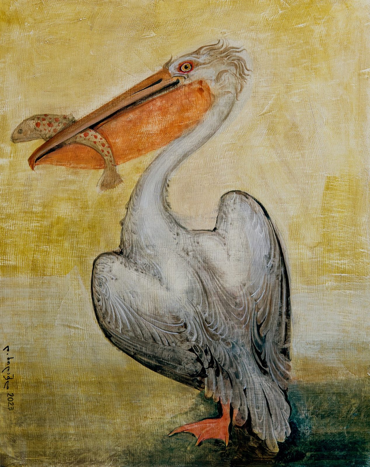 Pelicano — original painting for sale by Georgian artist David Khidasheli