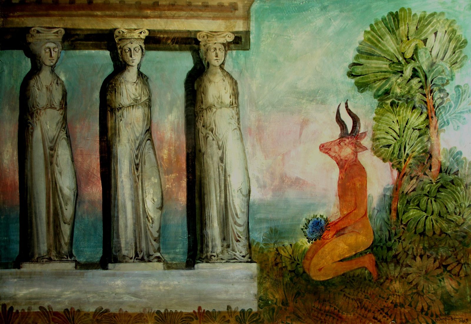 Minotaur — original painting for sale by Georgian artist David Khidasheli