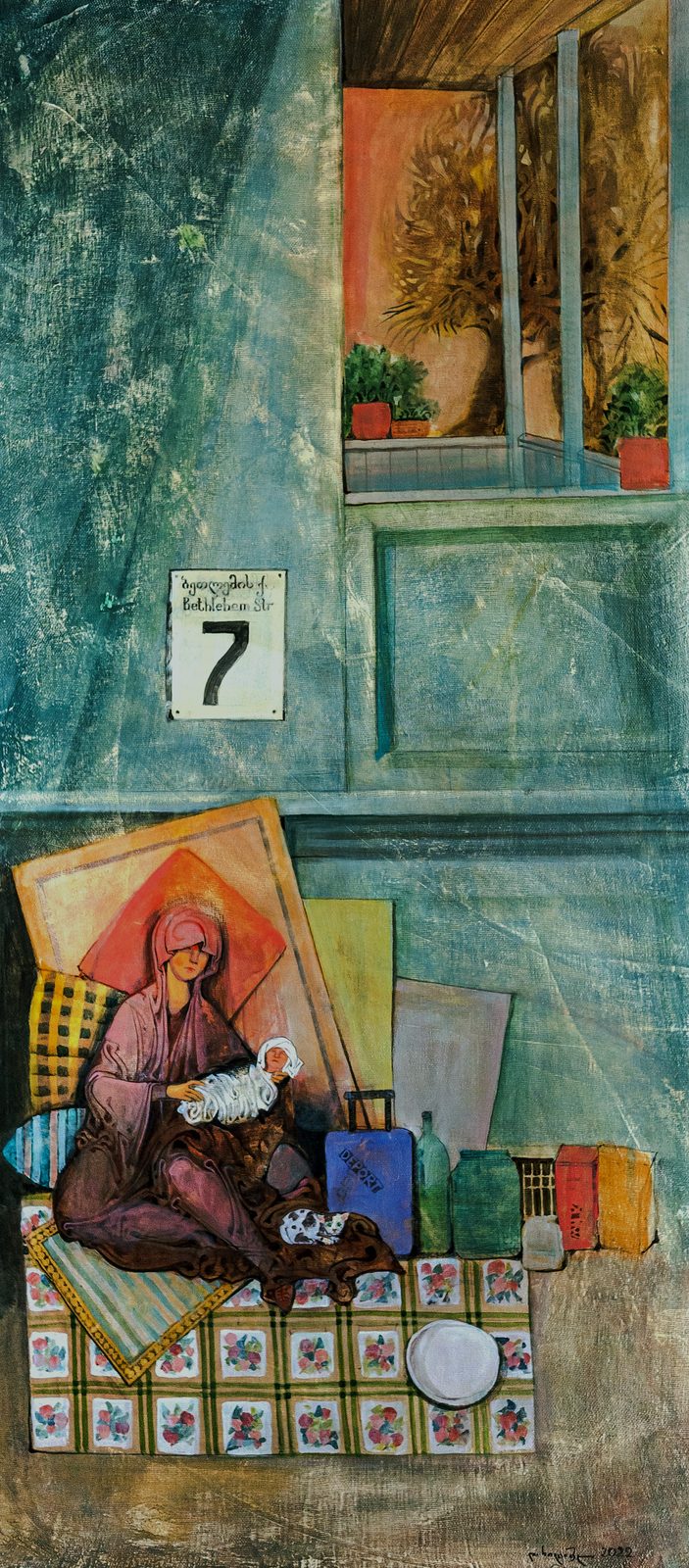 The Deported Virgin Mary — original painting for sale by Georgian artist David Khidasheli